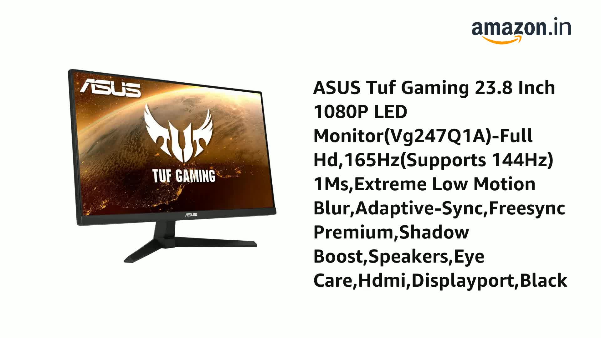 ASUS TUF Gaming 23.8 inch 1080P Monitor (VG247Q1A) - Full HD